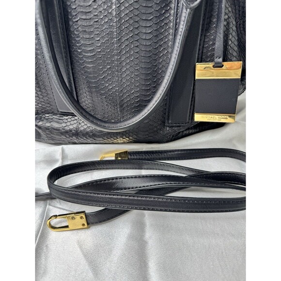 RARE Michael Kors Collection Lexi Black Large EW Satchel Genuine Snake Leather - Picture 3 of 16